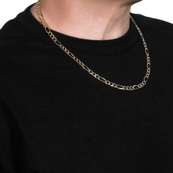 14K Yellow Gold Solid Pave Figaro Chain (5.90 mm) - Image 4