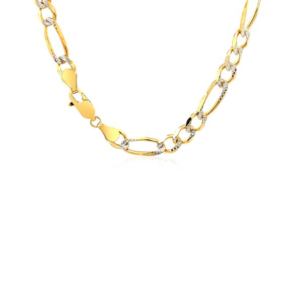 14K Yellow Gold Solid Pave Figaro Chain (5.90 mm) - Image 6
