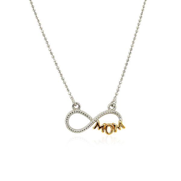 Sterling Silver Two Toned Mom Necklace with Cubic Zirconias - Image 2