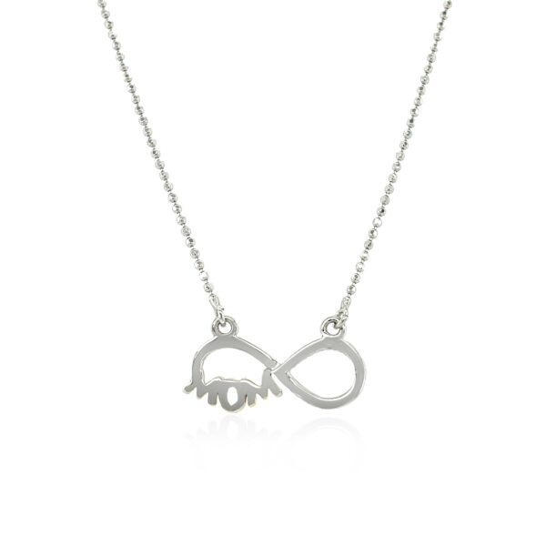 Sterling Silver Two Toned Mom Necklace with Cubic Zirconias - Image 3