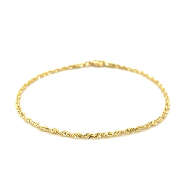 10k Yellow Gold Solid Diamond Cut Rope Bracelet (1.80 mm) - Image 2