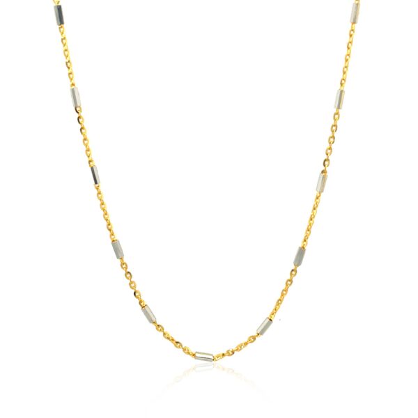 Bar Links Pendant Chain in 14k Two Tone Gold (1.00 mm) - Image 2