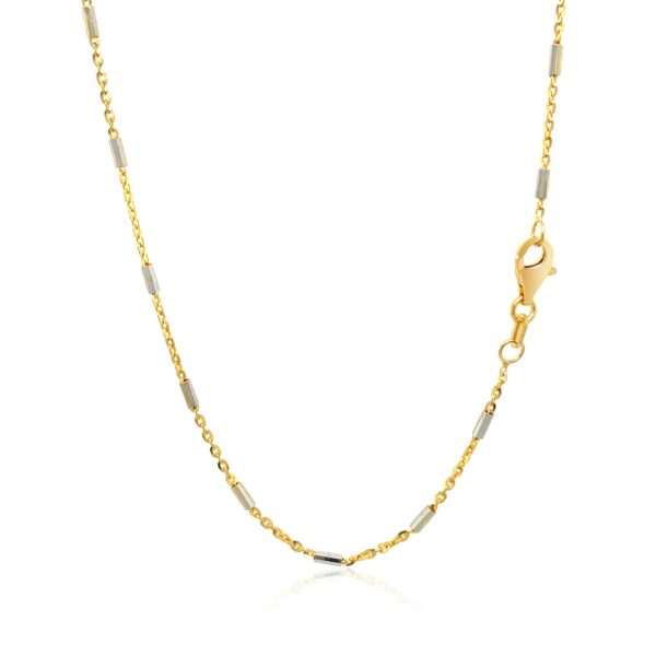 Bar Links Pendant Chain in 14k Two Tone Gold (1.00 mm) - Image 3