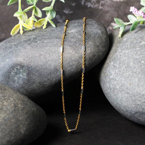Bar Links Pendant Chain in 14k Two Tone Gold (1.00 mm) - Image 4