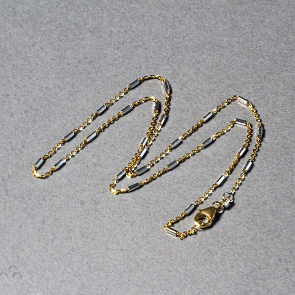 Bar Links Pendant Chain in 14k Two Tone Gold (1.00 mm) - Image 5