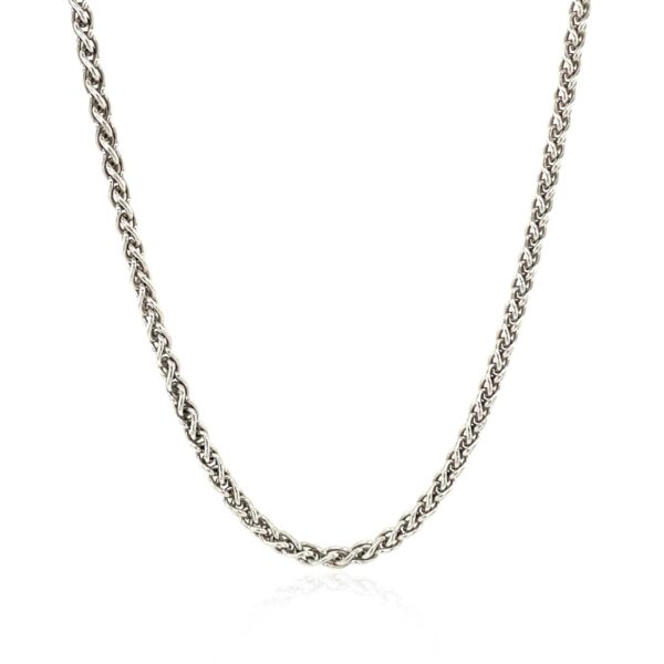 Sterling Silver Rhodium Plated Wheat Chain (2.60 mm) - Image 2