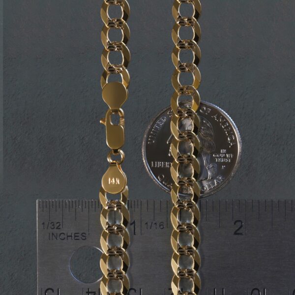 14k Two Tone Gold Pave Curb Chain (7.00 mm) - Image 6