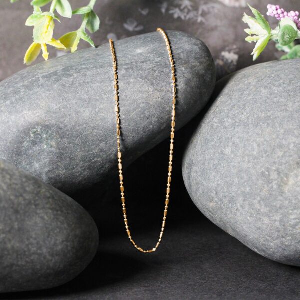 14k Yellow Gold Diamond-Cut Bead Chain (0.90 mm) - Image 5