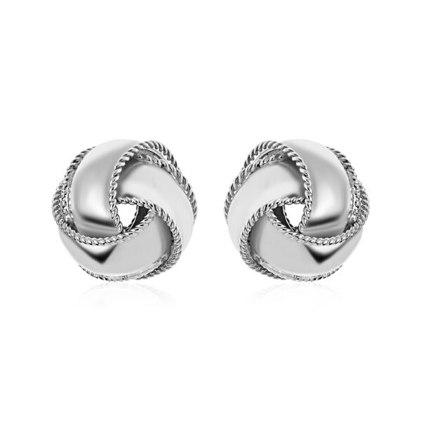 Textured and Polished Love Knot Earrings in Sterling Silver(13mm)