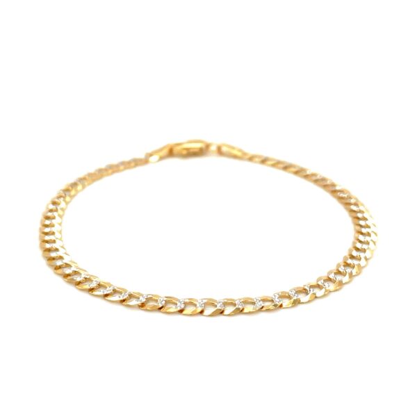 14k Two Tone Gold Pave Curb Bracelet (3.60 mm) - Image 2
