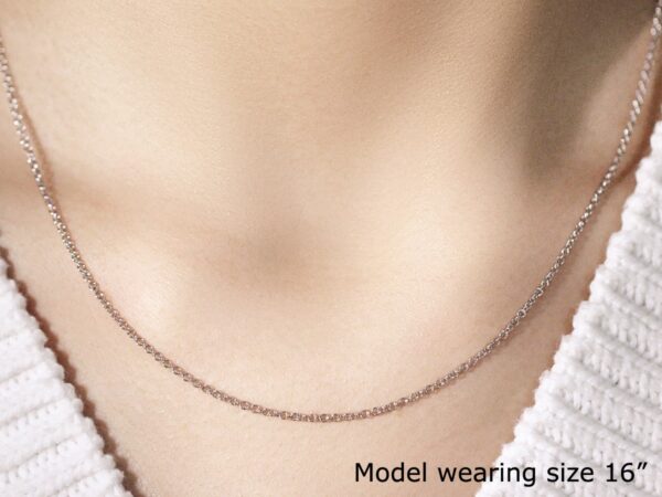 14k White Gold Round Cable Link Chain (1.50 mm) - Image 4