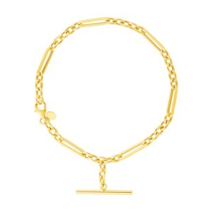 14k Yellow Gold Alternating Oval and Round Chain Bracelet with Toggle (3.90 mm)