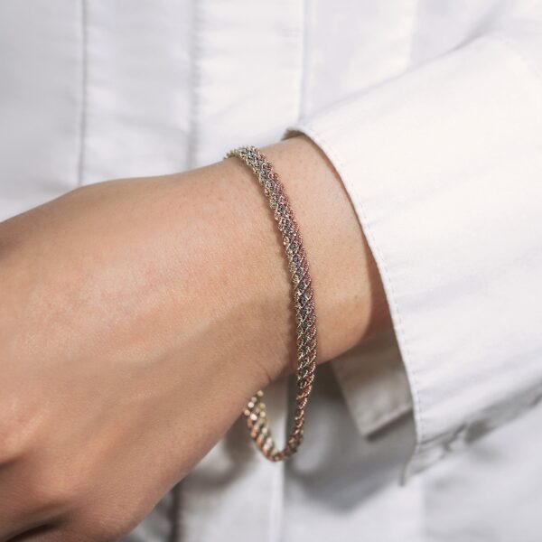 10k Tri-Toned Gold Multi-Strand Rope Chain Bracelet (6.35 mm) - Image 2