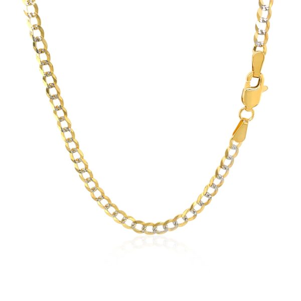14k Two Tone Gold Pave Curb Chain (3.20 mm) - Image 3