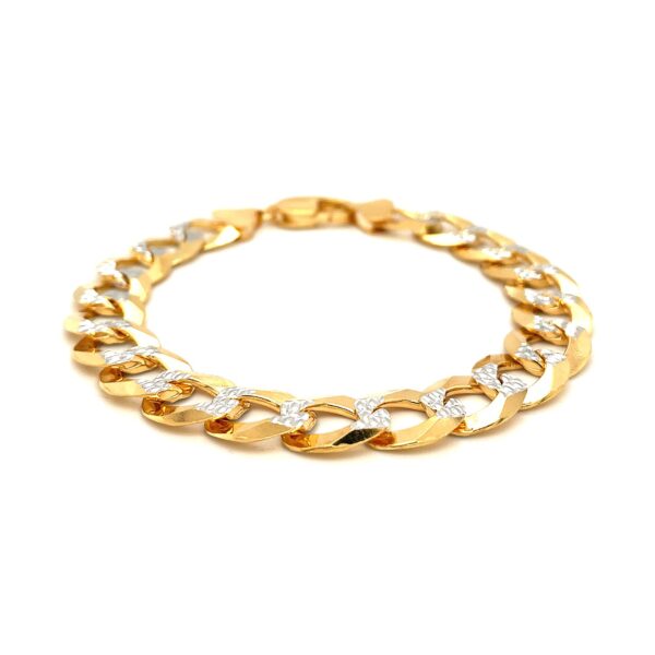 14k Two Tone Gold Pave Curb Bracelet (12.18 mm) - Image 2