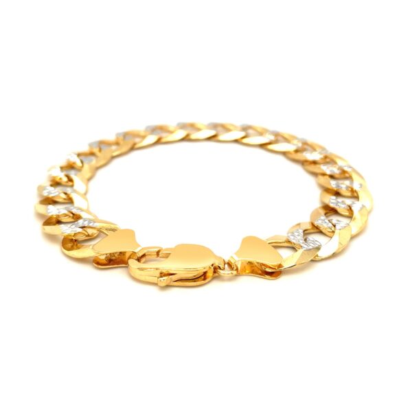 14k Two Tone Gold Pave Curb Bracelet (12.18 mm) - Image 3