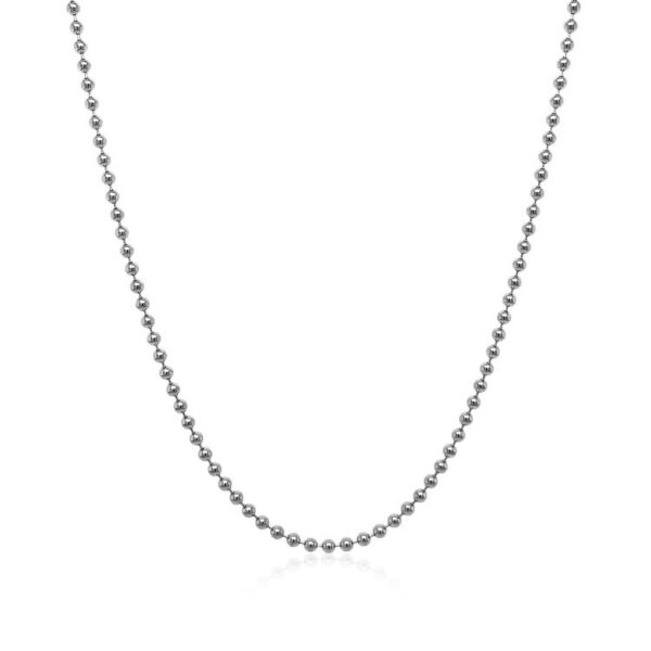 14k White Gold Bead Chain 1.5mm (1.50 mm) - Image 2