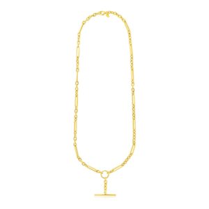 14k Yellow Gold Alternating Oval and Round Chain Necklace with Toggle