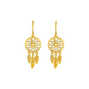 Dream Catcher Earrings in 14k Yellow Gold