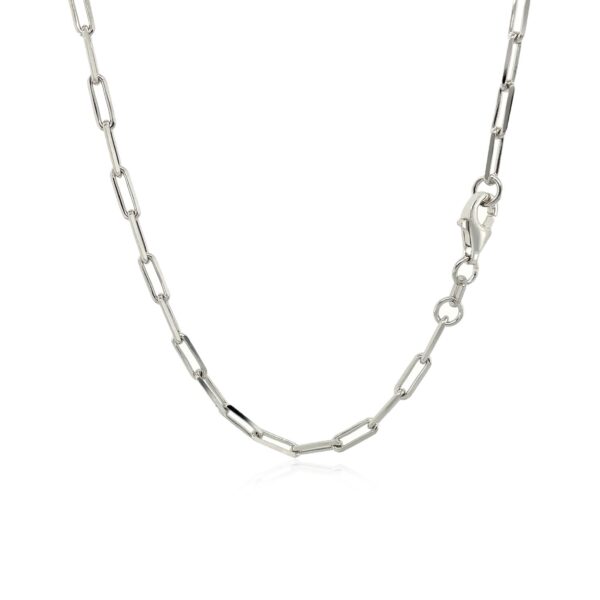 Sterling Silver Rhodium Plated Paperclip Chain (2.50 mm) - Image 3
