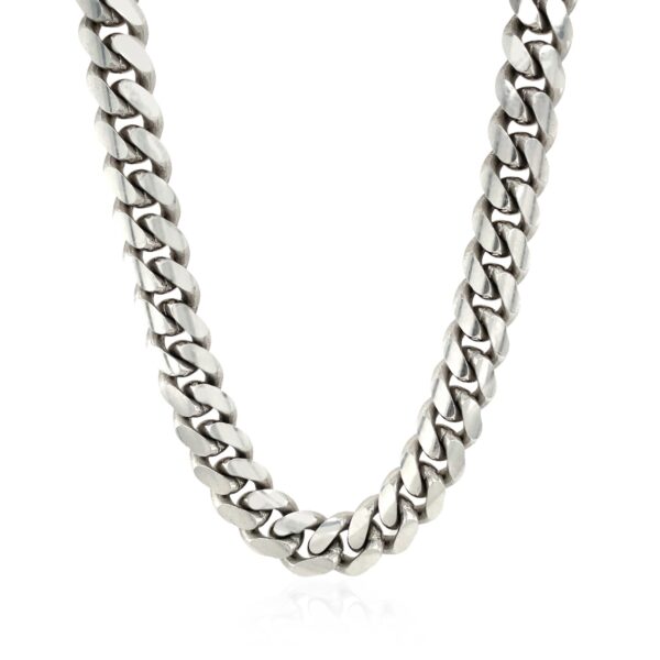 Sterling Silver Rhodium Plated Miami Cuban Chain (9.80 mm) - Image 2