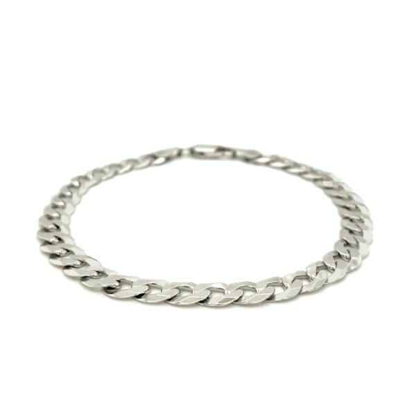 Rhodium Plated Sterling Silver Curb Style Bracelet (7.20 mm) - Image 2