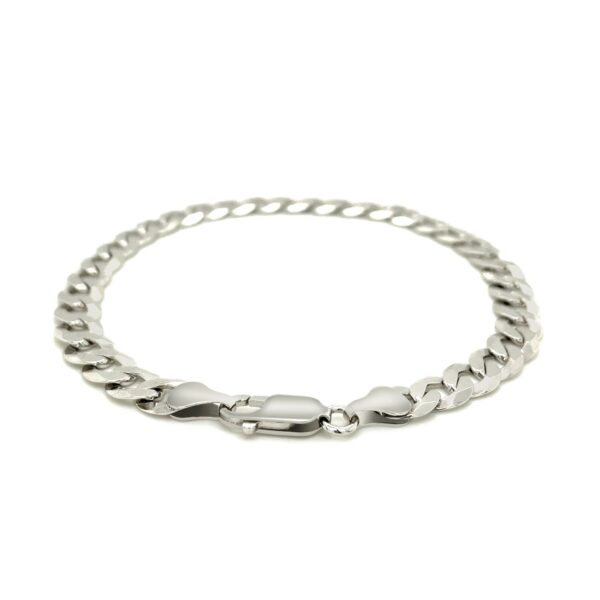 Rhodium Plated Sterling Silver Curb Style Bracelet (7.20 mm) - Image 3