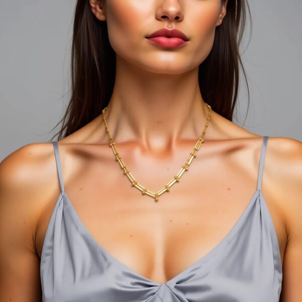 14k Yellow Gold Beaded U Link Chain Necklace - Image 3