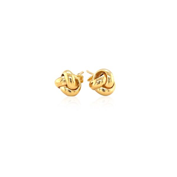 10k Yellow Gold Love Knot Stud Earrings(9mm) - Image 2