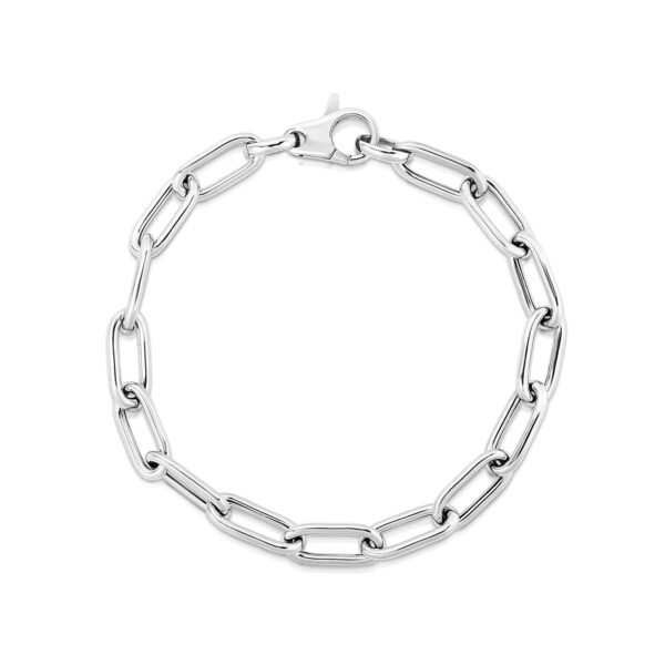 Sterling Silver Wide Paperclip Chain Bracelet (6.50 mm) - Image 2