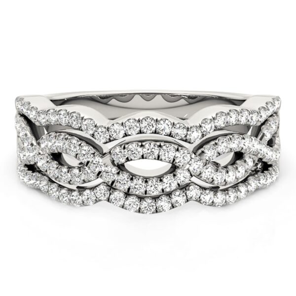 Diamond Studded Ring with Four Curves in 14k White Gold (5/8 cttw) - Image 2