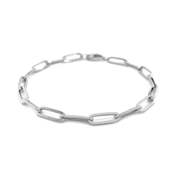14K White Gold Bold Paperclip Chain Bracelet (4.20 mm) - Image 2