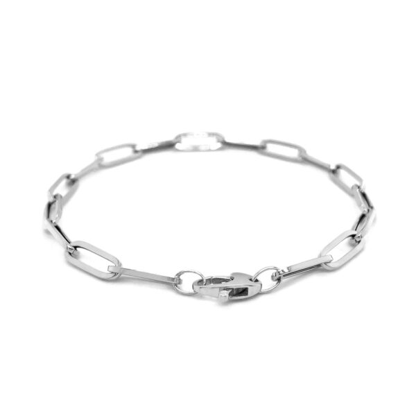 14K White Gold Bold Paperclip Chain Bracelet (4.20 mm) - Image 3