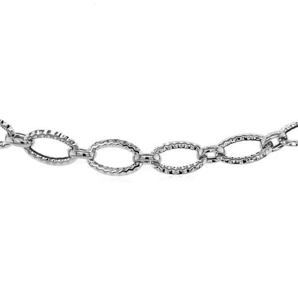 Textured Oval Link Bracelet in 14k White Gold (8.60 mm) - Image 2