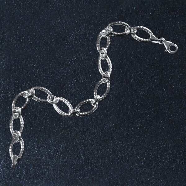 Textured Oval Link Bracelet in 14k White Gold (8.60 mm) - Image 3