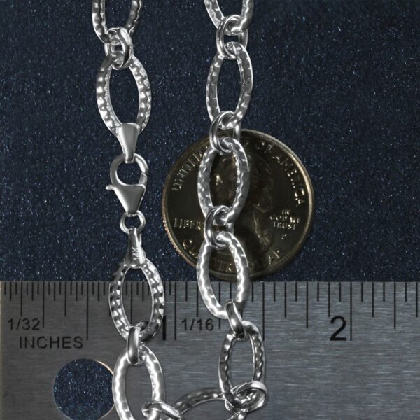 Textured Oval Link Bracelet in 14k White Gold (8.60 mm) - Image 5