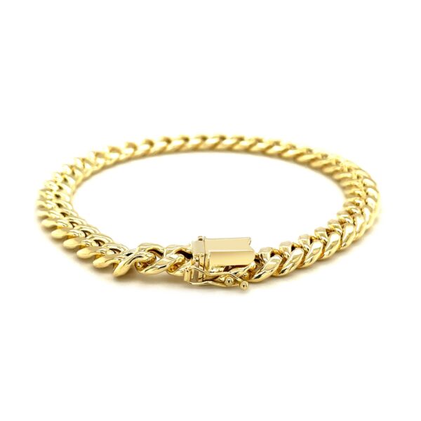 14k Yellow Gold Semi Solid Miami Cuban Bracelet (7.20 mm) - Image 4