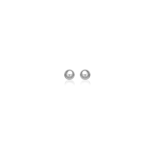 14k White Gold Spherical Stud Earrings (3mm)