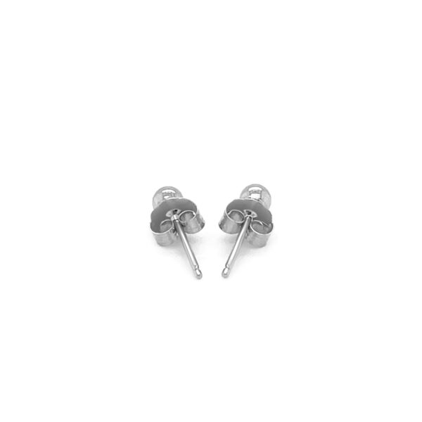14k White Gold Spherical Stud Earrings (3mm) - Image 3