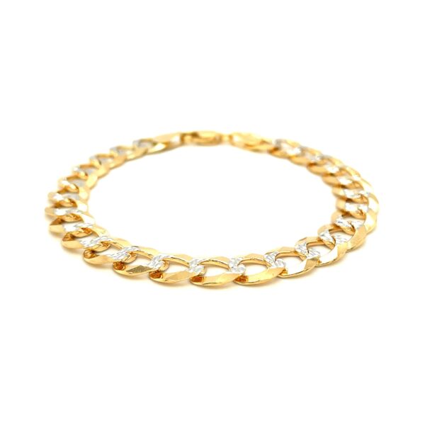 14k Two Tone Gold Pave Curb Bracelet (9.70 mm) - Image 2