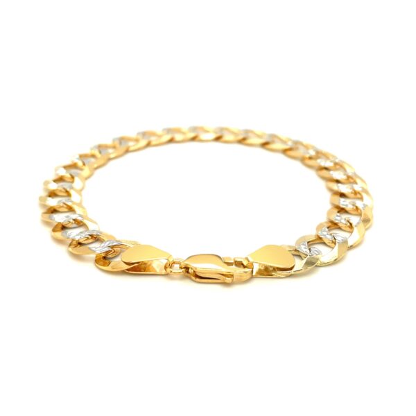 14k Two Tone Gold Pave Curb Bracelet (9.70 mm) - Image 3