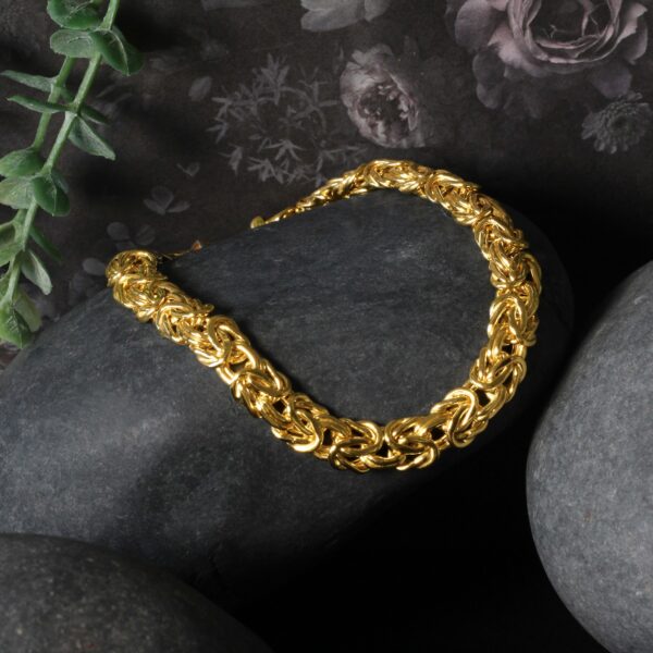 10k Yellow Gold Byzantine Design Chain Bracelet (7.00 mm) - Image 2