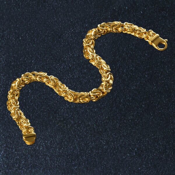 10k Yellow Gold Byzantine Design Chain Bracelet (7.00 mm) - Image 3