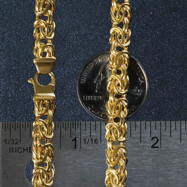 10k Yellow Gold Byzantine Design Chain Bracelet (7.00 mm) - Image 5