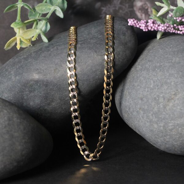 14k Two Tone Gold Pave Curb Chain (4.60 mm) - Image 3