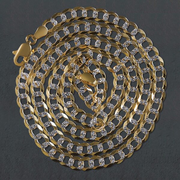 14k Two Tone Gold Pave Curb Chain (4.60 mm) - Image 5