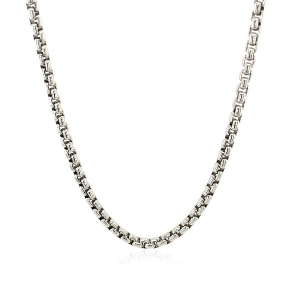 Sterling Silver Rhodium Plated Round Box Chain (3.00 mm) - Image 2