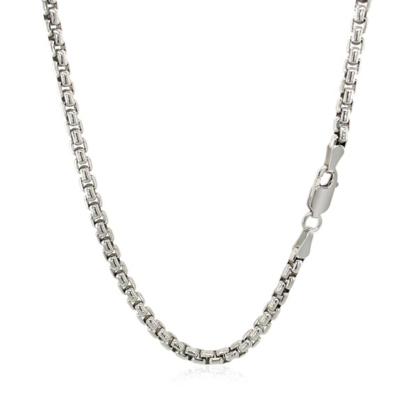 Sterling Silver Rhodium Plated Round Box Chain (3.00 mm) - Image 3