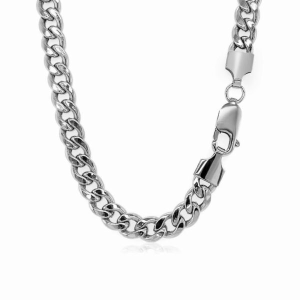 14k White Gold Miami Cuban Semi Solid Chain (5.50 mm) - Image 6