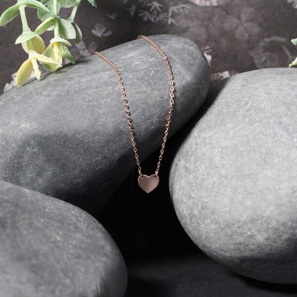 14k Rose Gold Polished Mini Heart Necklace - Image 2